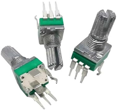 PAKMEZ 5PCS Potentiometer R09 Type 097 Vertical Bent Foot Single Connection B502 B103 B503 B104K B504 15 Spline(500K Ohm)
