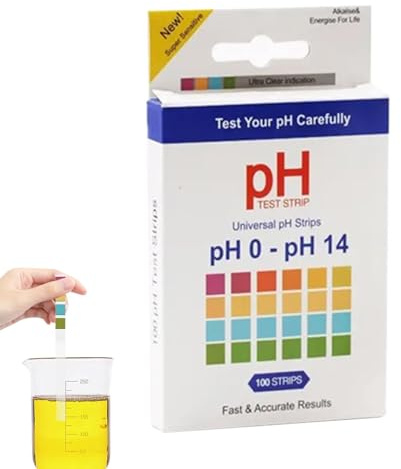 pH-Streifen für Urin- und Speicheltests, pH-Testpapier | pH 0-14 100 Streifen pH-Streifen,100 Streifen pH-Indikatorstreifen zum Testen von Trinkwasser, Lebensmitteln, Pools, Aquarien und zur