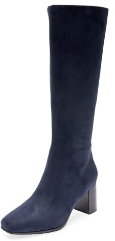 Aerosoles Women's Micah Tall Boots, Navy Stretch Faux Suede, 8