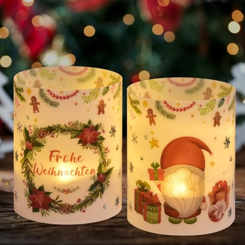 12 Windlicht Tischdeko Weihnachten Deko Tisch, Weihnachtsdeko Innen Wohnzimmer Aussen Garten, Weihnachtsmann Weihnachtsbaum Weihnachts Winter Deko Set, Weinachtsdekorationen