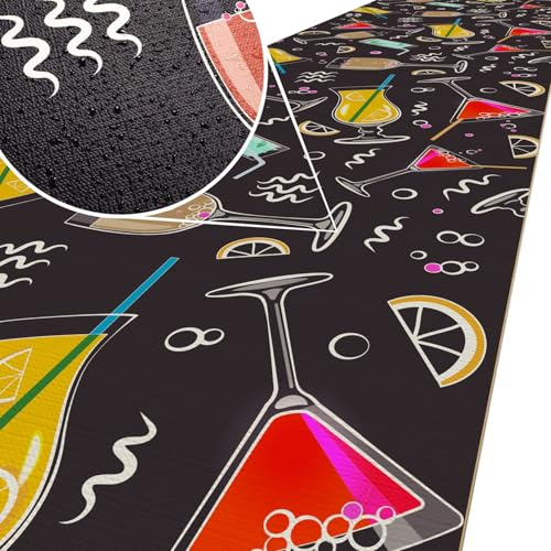 ANRO Küchenläufer Küchenteppich rutschfest Teppich Läufer Küche pflegleicht Teppichläufer Flur abwaschbar 200 x 52 cm Bar Cocktail