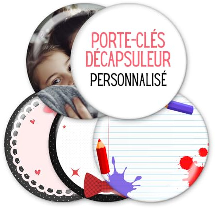 Décapsuleur porte-clés personnalisable 5,6cm avec texte photo logo pour évènement fête mariage anniversaire baptême - Artisanat français Colleen Illustrations