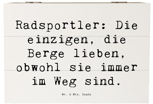 Mr. & Mrs. Panda 22 x 15 cm Holzkiste Spruch Radsport Berge - Geschenk, Kraft, Fahrrad Zitate, Erkunden, Erinnerungsbox, Berge lieben, sportlich,