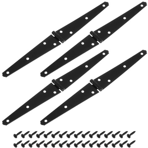 sourcing map 4Pcs Strap Hinges, 6 Inch Shed Door Hinges Heavy Duty Gate Hinge Tee Hinge with Screws for Wooden Fences Yard Doors Barn Gate, Black