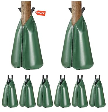 VEVOR 8 Pack 20 Gallons Tree Watering Bag, Slow Release Tree Watering Bag, Reusable Refillable Tree Drip Irrigation Bags with Zipper, Durable Tree Watering System for Deep Root Targeting