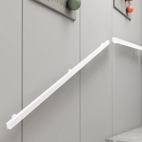 Whnoorher Corrimano Bianco per Scale Interne, Corrimano per Ringhiera per Scale Quadrate in Metallo, Kit Ringhiera per Ringhiera con Staffe in Ferro battuto e Viti in Metallo(240cm)