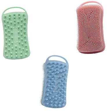 LALADEFIEE 3pcs Dual-Sided Silicone Bath Brushes for Skin Cleaning and Hair Washing Soft Comfortable Scrubbers for Shower and Travel
