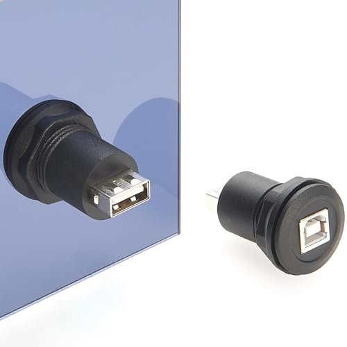 Adattatore da USB A femmina a USB B femmina, connettore per montaggio a pannello da 22 mm, jack prolunga accoppiatore rotondo (1 pz)