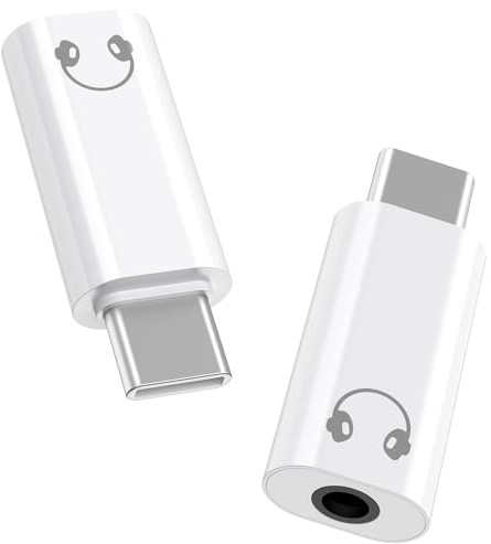 USB C till 3,5 mm hörlursadapter, typ C till hörlurar 3,5 mm uttag kompatibel med iPhone 16 15 Pro Max Plus, Galaxy S24, S23, S22, iPad Air/Pro, Macbook, Pixel (vit)