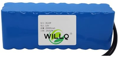 WILLQ DC 12V 1800mAH to 49000mAH Rechargeable Li-ion Battery for LED Light Bar/Robotics/Camera/Street Light/Various 12V Lamps Backup Lithium Battery Pack,20000mAH