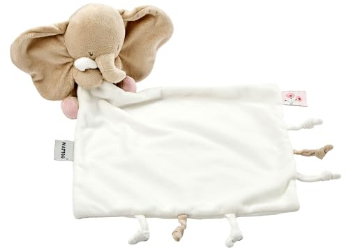 Nattou Schnuffeltuch Elefant mit Greifmöglichkeiten, 27 x 27 cm, Polyester, FanFan, Ecru