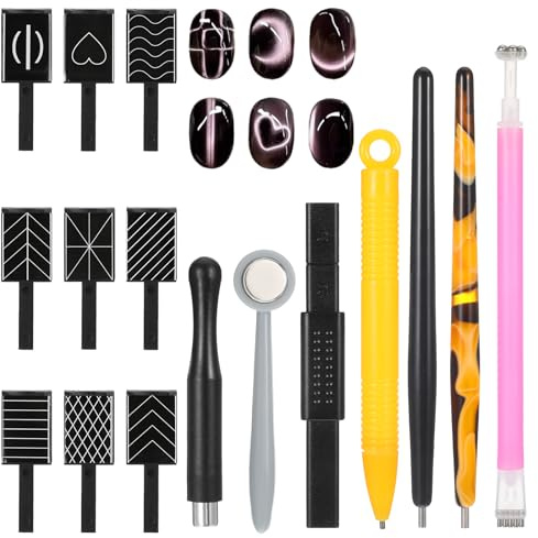 15 PCS Nail Magnet Set, Cat Eye Magnet For Nails Cat Eye Gel Nail Polish Magnet Wand Nails Design Tools Nail-Art DIY Accessories Diverse Glassy Cat-eye Effect