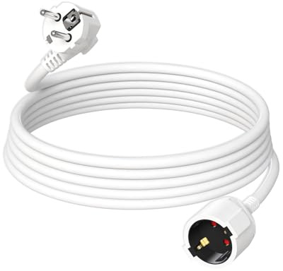 HUARUI Verlängerungskabel 3m, Kunststoff Verlängerung mit Schutzkontakt Stecker und Steckdose, H05VV-F 3G1,5 mm² Schuko Stromkabel (16A/250V, 3500W, IP20), für Innenbereich, weiß