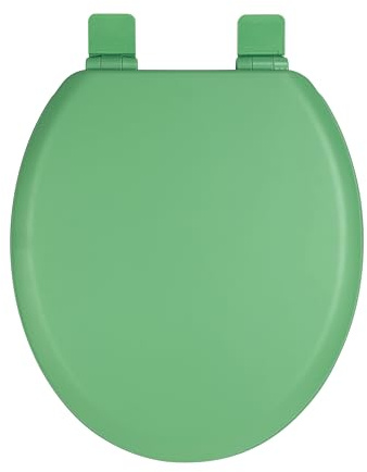 WC-Sitz Holzkern, Ｍatt – Soft-Touch & ultraglatt (ohne Orangenhaut), Absenkautomatik & Schnellverschluss (Easy-Clean) – O-Form, Lochabstand 155 mm – PIKLiDS (Grün matt)
