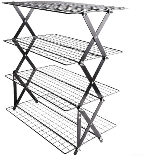 Zusammenklappbares 234-stöckiges Kühlgitter zum Backen mit faltbarem und stapelbarem Design, zum Kühlen von Keksen, Kuchen, Muffins und Brot auf mehreren Ebenen (vierschichtig)