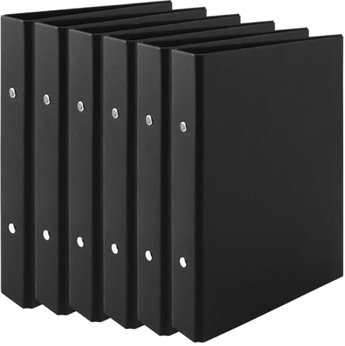 STARVAST 6 Stück Ringbuch A5, schwarzer Kraftpapier A5 Ordner 175 x 233 mm, 2 Ring Ordner als Loseblatt Ringbuch für Dokumente, Notizen und Unterlagen