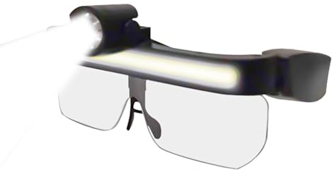Mppchhn Gafas de Seguridad con Luces LED,Gafas De Protección Con 2 Modos - Para Espacios De Trabajo Oscuros,Para Hombres Y Mujeres Construcción Laboratorio Reparación De Automóviles Tareas Bajo