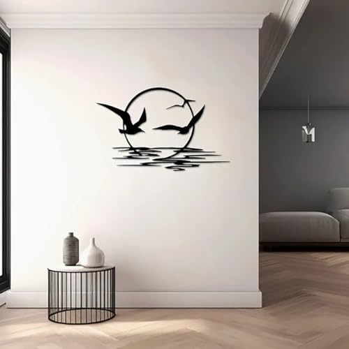 JRBNIT Wanddeko Wandkunst In Form Fliegender Vögel Metall Wandskulpturen Mit Kreisförmigen Und Wasserelementdetails Wall Decoration(50cm/19.7in)