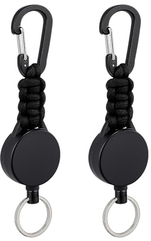 Zeeorymn Porte-clés Extensibles,Porte Badges Mousqueton,Enrouleur Retractable de 60cm avec Ressort Renforcé et Résistant Pour Porte-cartes, Porte-badge d'identité（2Pcs）
