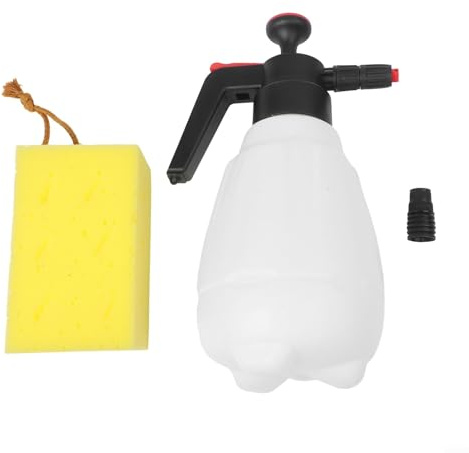 Spruzzatore di schiuma per auto da 2,5 l, con ugello grandangolare e spugna, attacco per idropulitrice in plastica per la pulizia dei veicoli e l'irrigazione del giardino, bianco