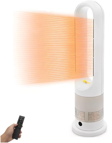 Armanyya Ventilatore a torre 3 in 1, termoventilatore, ventilatore e filtro dell'aria, oscillazione automatica, timer a 8 livelli 9H, telecomando, riscaldamento e raffreddamento, touch screen per casa
