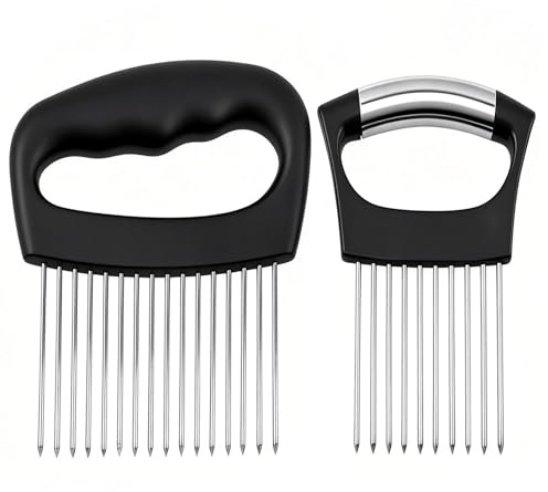 2pcs Onion Slicer Holder, Tool Kit for Slicing 304 Stainless Steel Extra-Large 16 Long Needles & 10 Long Needles Vegetable Chopper Cutter Kitchen Tool for Onion Tomatoes Cucumber Meat