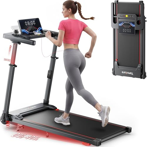 Laufband für Zuhause 12km/h, 6 IN 1 Elektrisches Laufband mit 10% Steigung, 1080MM Einziehbares Steigrohr, 360° Tablet Holder, Controllo App, 2.5HP Leiser Motor, LED Anzeige