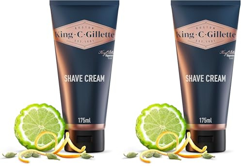 King C. Gillette Crema De Afeitar Para Hombre, Barrera Enriquecida Para Una Protección Extra, Con El Aroma Único De King C. Gillette, 175 ml (Paquete de 2)