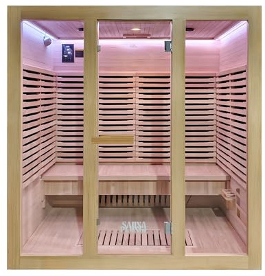 4 Person Indoor Infrared Sauna – Low EMF, Full Glass Front, Premium Carbon Heaters, LED Lighting, WiFi & Bluetooth – The Dales Glow by SaunaPlunge