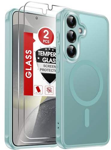 LeYi for Samsung Galaxy S24 5G Phone Case with Magnetic, Mint Green | 2 Tempered Glass Screen Protector, Full Camera Protection, Fit for MagSafe,Translucent Matte Back Slim Cover for Samsung S 24