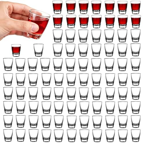 96 Verres à Shot en Verre, D'oeuf Gobelet 35ml, Gobelet en Verre dur, Petit Verres à Vin en Forme D'oeuf pour Fête, Fond Renforcé, pour Liqueurs, Vodka, Ouzo, Sambuca, Tequila