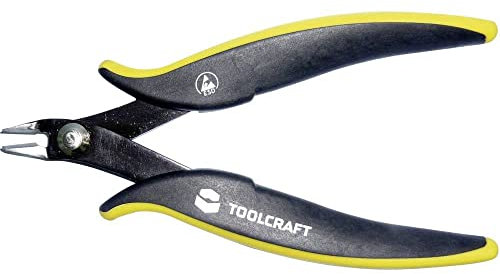 TOOLCRAFT ESD Elektronikzange | gehärtete und geschliffene Schneide | Länge 134 mm | 60 HRC Härte | Kabelschneider | ohne Facette | Präzisionswerkzeug