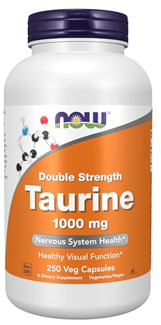 NOW Foods Supplements, Taurine 1,000 mg, Double Strength, Nervous System Health*, 250 Veg Capsules
