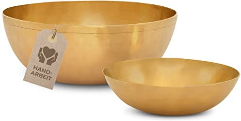 MASSAGE-EXPERT Klangschalen Set für Privatanwender [2 x Tibetische Klangschale], Groß Ø 21,5 cm - tiefer Ton, Mini Ø 13,5 cm - hoher Ton, Für Klangmassage, Entspannung & Yoga