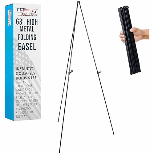 US Art Supply Chevalet pliable en acier noir 160 cm de haut
