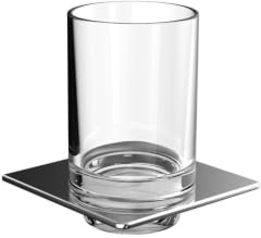 Emco Art Glashalter (Kristallglas klar, Halterung Chrom, Maße 101x101 mm, Zahnputzbecher, Zahnbürstenhalter) 162000102, Normal