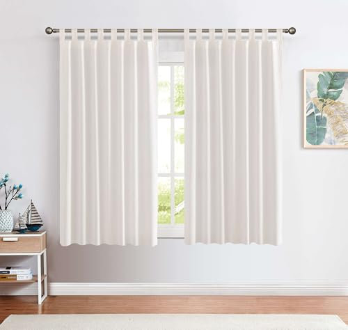 CKNY Gardinen Schlaufenschal Voile Fenster Vorhang Mit Schlaufen Halb Transparent Schlafzimmer Wohnzimmer 2 Stück 145 cm x 140 cm (H x B) Weiß