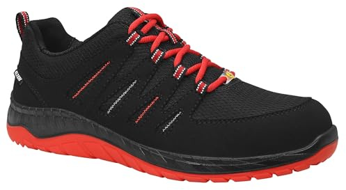 ELTEN Sicherheitsschuhe MADDOX black-red Low ESD S3, Damen und Herren, Textil, Stahlkappe, leicht, sportlich, Schwarz/Rot, Größe: 39