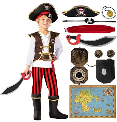 Spooktacular Creations piratdräkt pojkar barn fin utklädnad rollspel deluxe kostym set-L