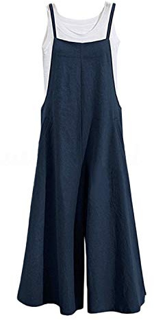 MINTLIMIT Women's Casual Jumpsuits Baggy Bib Pants Overalls Plus Size Wide Leg Rompers Loose Dungarees A#Blue S