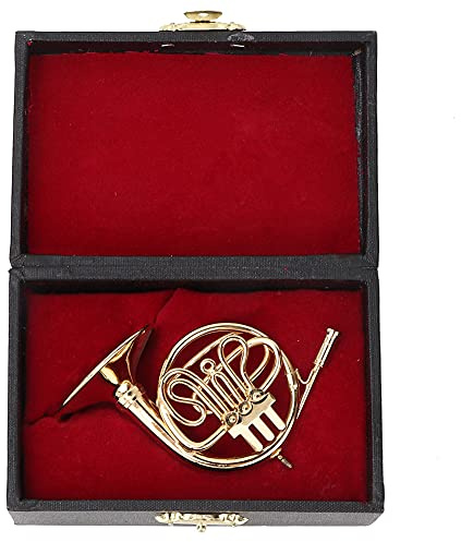 Hilitand Französisch Horn Modell, Messing Musikinstrument Modell Mini Französisch Horn für Desktop-Dekoration Büro Wohnzimmer Ornament