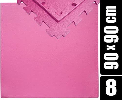 EYEPOWER 12mm dick: 0.8qm Bodenschutzmatte Fitness 90x90 - Home Gym Sportmatte Puzzle - Matte Crosstrainer Kraftstation Laufband Matte Ergometer Zubehör - Yoga Matte Hantel Zubehör Matte Gewichte
