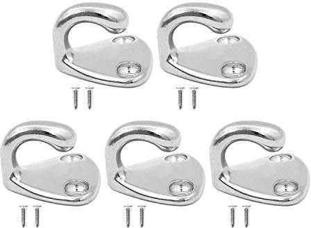 POFET 5 Stück 316 Edelstahl Marine Grade Edelstahl Bootshaken Mantel und Hut Haken Wandhalterung