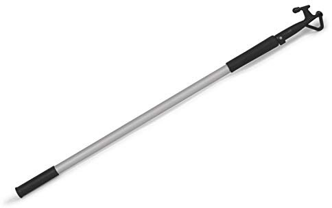 wellenshop Profi Teleskop-Bootshaken Aluminium Länge 120-200 cm ∅ 30 mm stufenlos verstellbar, schwimmfähig, Bojenhaken Schleusenhaken Enterhaken Schiffshaken Teleskophaken