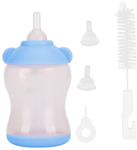 Silikon Aufzuchtflasche für Haustiere Milchfütterung Neugeborene Welpen Kätzchen Kaninchen Blau