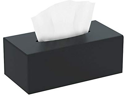 HIIMIEI Kosmetiktücherbox, 25.0×13.0×9.0 cm Acryl Taschentuchbox | Tissue Box mit Magnetabdeckung für Esszimmer Badezimmer Schlafzimmer Auto Büro - Mattschwarz
