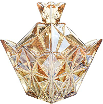 SOCOSY Royal Amber Apothekerglas mit Deckel, Kronenform, Süßigkeitenbehälter, Hochzeit, Süßigkeiten, Buffet, Kristall, Schmuckschatulle, 200 ml