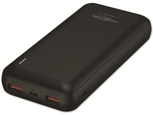 ANSMANN Powerbank 20000mAh PD 20W Fast Charging Power Bank 2 porte USB e 1 porta USB Type-C con caricatore indicatore di stato LED compatibile con iPhone 13 iPhone 12 Samsung S21 Huawei iPad Tablet