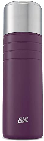 Esbit Isolierflasche Majoris mit Becher - Trinkflasche 1000 ml aus Edelstahl in Aubergine - für warme und kalte Getränke