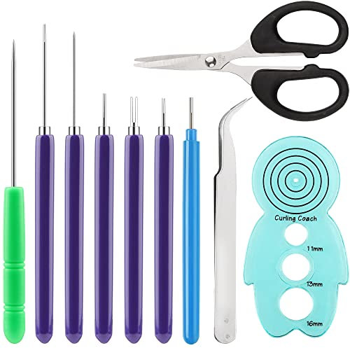 10 Stück Papier Quilling Werkzeug Set，Schlitz Quilling Stift Werkzeuge mit einer Pinzette und Schere für Rollende Papierblumen, Kunsthandwerk, Heimwerken, Anfänger, Fortgeschrittene Quiller